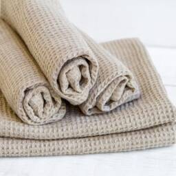 Natural Linen Waffle Bath Sheet, Linen Towel, Large Sauna Softened Hand Organic Towel - thumbnail 4