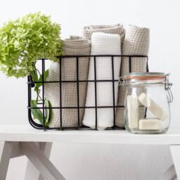 Natural Linen Waffle Bath Sheet, Linen Towel, Large Sauna Softened Hand Organic Towel - thumbnail 2