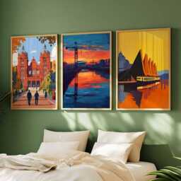Set Of 3 Glasgow Posters, Scotland Travel Prints, Scottish City Wall Art Set, UK Decor, Urban Gift, Europe Prints - thumbnail 2