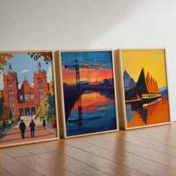 Set Of 3 Glasgow Posters, Scotland Travel Prints, Scottish City Wall Art Set, UK Decor, Urban Gift, Europe Prints - thumbnail 3