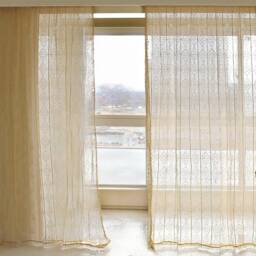 Beige Crochet Sheer Curtain, Country Style Hollow Knitted Window Treatment, Dreamy Countryside Home Accent - thumbnail 2