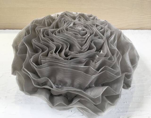 Handmade Grey Rose Throw Pillow Cover, Modern Frill Accent - Bmcc051 - image 1