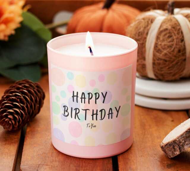 Happy Birthday Candles Spotted Patterned Candle Present Party Personalised Message Her Celebration Gift Best Friend - image 1