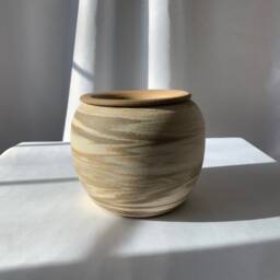 Raw Brown & White Marbled Clay Self-Watering Plant Pots - thumbnail 2