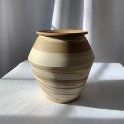 Raw Brown & White Marbled Clay Self-Watering Plant Pots - thumbnail 4