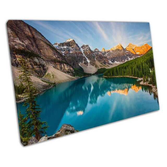 Scenic Moraine Lake Canvas Print Rocky Mountains Canadian Landscape Wall Art For Home & Office Decor - image 1