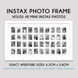 Instax Multi Photo Frame - 40 Apertures For Mini Photos White With Black Core Mount - thumbnail 2