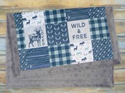 Deer Minky Blanket - Buffalo Check Plaid Buck Faux Quilt Lumberjack Baby Boy Baby - thumbnail 1