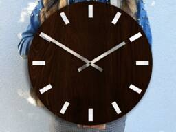 Large Wall Clock, Wood Clock Dark Oak, Silent Modernclock With White Index 40cm/16 - thumbnail 1