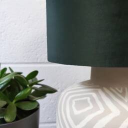 Forest Green Velvet & Tropical Lampshade With Dark Monkey Lining - thumbnail 2