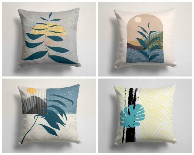 Abstract Cushion Cover - Tea Party Pillow Case- Garden Cushion Cover-Gift For Her Handmade Material/Sofa Decor Pillow - image 1