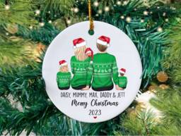 Family Christmas Decoration, Personalised Bauble Tree Ornament - thumbnail 1