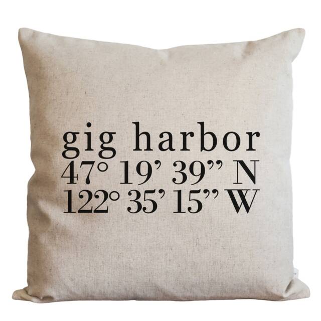Personalized City Gps Coordinates Pillow Cover - Custom Latitude Longitude Location Wedding Anniversary Housewarming Gift - image 1
