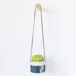 Small Natural Canvas Hanging Planter - Indigo