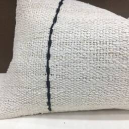 Vintage Turkish Kilim Pillow Cover, Handwoven Linen Cushion - 12x20 - thumbnail 3
