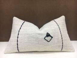 Vintage Turkish Kilim Pillow Cover, Handwoven Linen Cushion - 12x20 - thumbnail 1