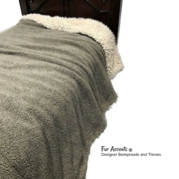 Faux Fur Throw Blanket - Reversible Sherpa Fleece Lining