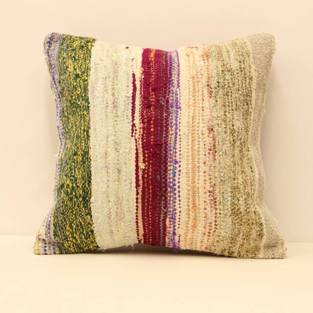 Handmade Square Kilim Pillow 18x18 Inch(45x45 cm Sofa Turkish Kilim Pillowcover Chair Small Oblong Cushioncover Tral Pillow 4Kbf-147 - image 1