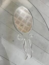Sun Hand Mirror - Bow Ribbon Hand Mirror With Sun & Sparkle Engraving, Face Mirror, Acrylic Playful - thumbnail 1