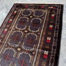 Antique 3x10.2 Baluchi Runner Rug - Hand-Tufted Wool Tribal Floor , Boho Chic Earthy Geometric Design Kitchen Hallway - thumbnail 3
