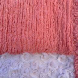 Handmade Modern Baby Minky Blanket Coral Pink, White & Gray Geometric - thumbnail 2