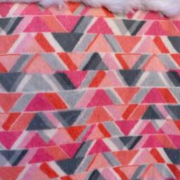 Handmade Modern Baby Minky Blanket Coral Pink, White & Gray Geometric - thumbnail 3
