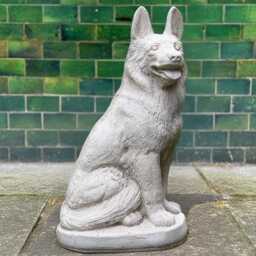 Garden German Shepherd Sculpture Concrete Dog Decoration Outdoor Puppy Statue Stone Guardian Figurine For Yard Pet Memorial - thumbnail 3