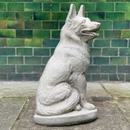 Garden German Shepherd Sculpture Concrete Dog Decoration Outdoor Puppy Statue Stone Guardian Figurine For Yard Pet Memorial - thumbnail 2
