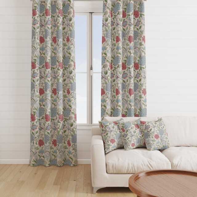 Custom Made William Morris The Cray Paradise Blue Blackout/Lining Curtains Pinch /Triple/Double Pleat - image 1