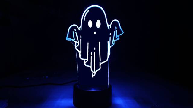 Halloween Night Light - Ghost Gift Personalised Led Lamp Reusable - image 1