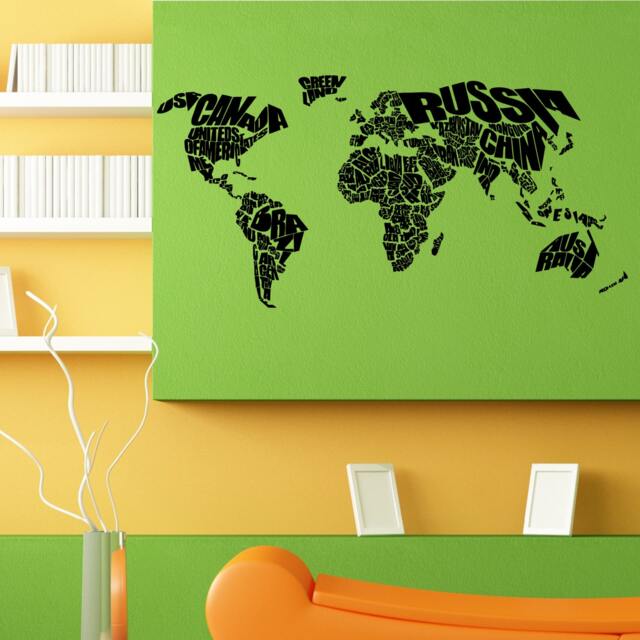 World Map Design Typography Wall Sticker Vinyl Decal Home Art Decor Housewares Free Shipping L132 - image 1