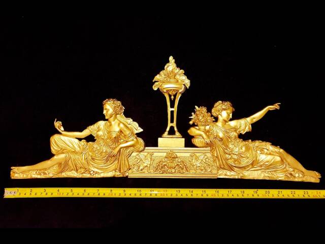 Large French Louis Xvi Style Decorative Wall Furniture Applique Onlay Plaque Moulding Pediment Gold Gilt Plastic Decoration - image 1