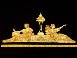 Large French Louis Xvi Style Decorative Wall Furniture Applique Onlay Plaque Moulding Pediment Gold Gilt Plastic Decoration - thumbnail 1
