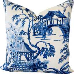 Brunshwig & Fils Tongli Blue & White Cushion Cover Pillow Double Sided - thumbnail 2