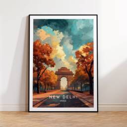 New Delhi Travel Print - India, Poster, Home Decor, Gift Or Canvas - thumbnail 1
