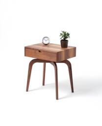 Mid Century Modern Solid Walnut Nightstand With Drawer, Midcentury Bedside Table