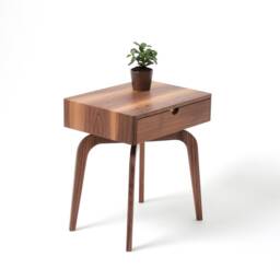 Mid Century Modern Solid Walnut Nightstand With Drawer, Midcentury Bedside Table - thumbnail 2