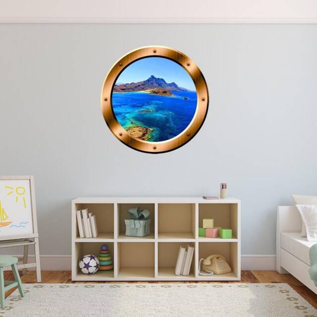 Ocean Side Cliff View Porthole Vinyl Wall Art Mountain Mural - Vwaq Bp11 - image 1