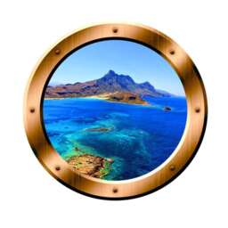 Ocean Side Cliff View Porthole Vinyl Wall Art Mountain Mural - Vwaq Bp11 - thumbnail 2