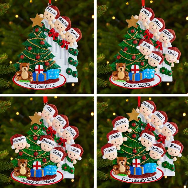 Personalised Family Christmas Xmas Tree Decoration Ornament - Peeking - image 1