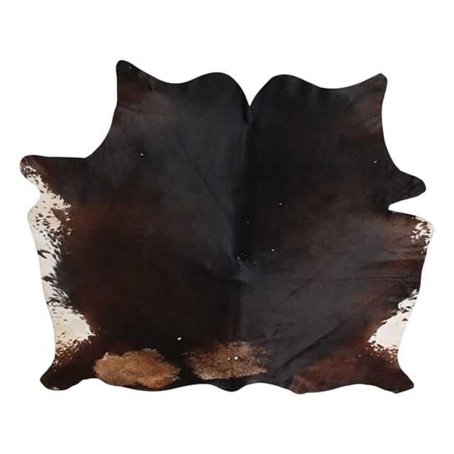 Versatile Medium Cowhide Accent - Dark Brown & White Premium Hair-On Leather Rug - 56 X 60 Inches - image 1