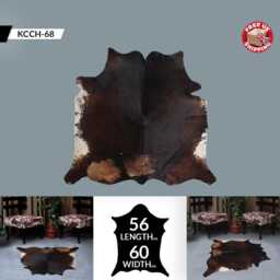 Versatile Medium Cowhide Accent - Dark Brown & White Premium Hair-On Leather Rug - 56 X 60 Inches - thumbnail 3
