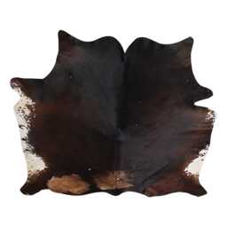 Versatile Medium Cowhide Accent - Dark Brown & White Premium Hair-On Leather Rug - 56 X 60 Inches - thumbnail 1