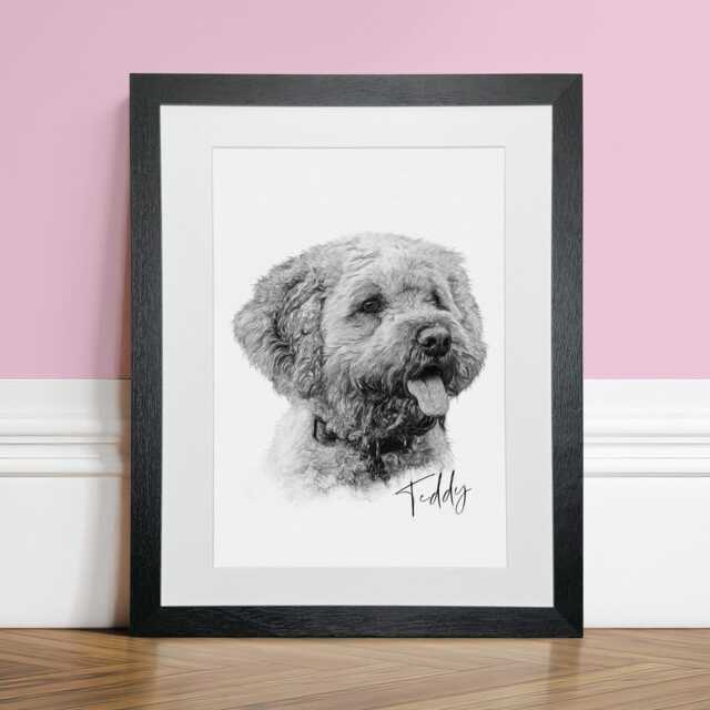 Sketch Style Pet Portrait, Black & White Pencil Drawing, Personalised Dog Sketch, Memorial, Sketched Custom Art - image 1