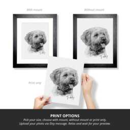 Sketch Style Pet Portrait, Black & White Pencil Drawing, Personalised Dog Sketch, Memorial, Sketched Custom Art - thumbnail 2