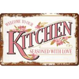 Rustic Kitchen Sign - Floral Metal Wall Art, Seasoned With Love - thumbnail 2