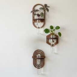 Propagation Wall Hanging, Propagating Glass Vase, Bud Test Tube, Mounted Planter, Handcrafted Plant Decor, Wood Hanging Gift