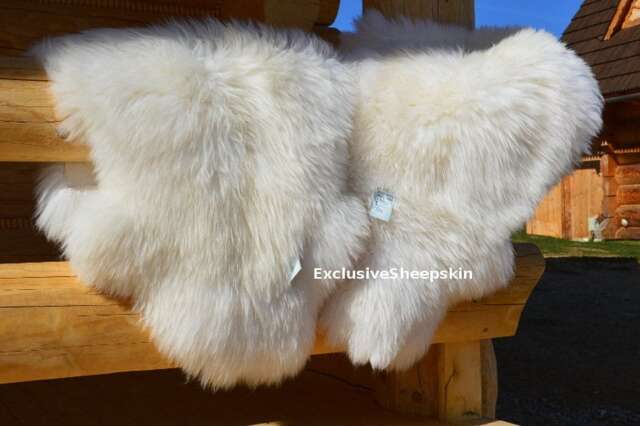 Genuine Sheepskin Rug 100% Natural Color Soft Long Wool 90cm - image 1