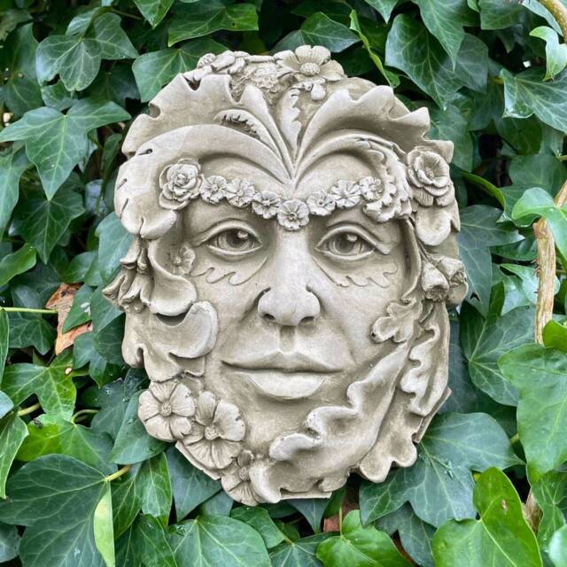 Spring Green Man Stone Hanging Plaque - Four Seasons Ivy Outdoor Garden Ornament Gift - image 1