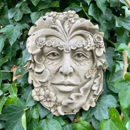 Spring Green Man Stone Hanging Plaque - Four Seasons Ivy Outdoor Garden Ornament Gift - thumbnail 1